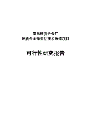 南昌硬质合金厂硬质合金微型钻技术改造项目可行研究报告192873194.doc