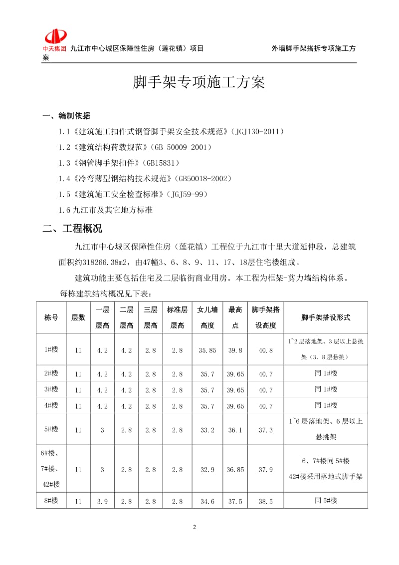 九江市中心城区保障住房（莲花镇）项目外墙脚手架搭拆专项施工方案.doc_第2页