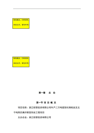 年产2万吨差别化锦纶丝及5千吨高仿真纤维变形丝工程项目可行性研究报告.doc