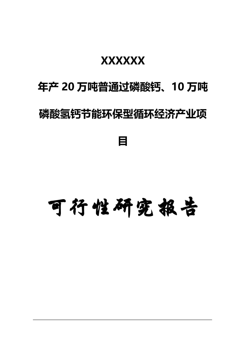 年产20万吨普通过磷酸钙、10万吨磷酸氢钙节能环保型循环经济产业项目可行性研究报告.doc_第1页