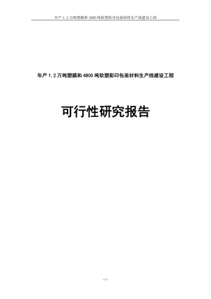 年产2万吨塑膜及4800吨软塑彩印包装材料生产线建设工程可行研究报告.doc