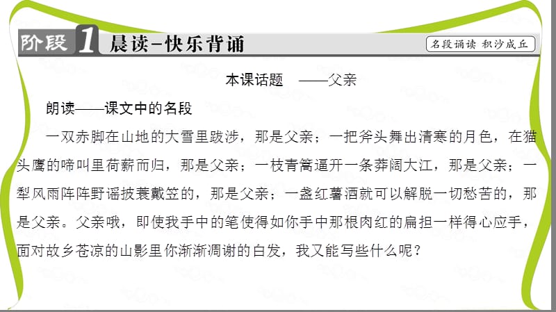 苏教版高中语文选修(现代散文选读)课件-第一单元 活生生的“这一个”把栏杆拍遍 父亲 女歌手.ppt_第2页