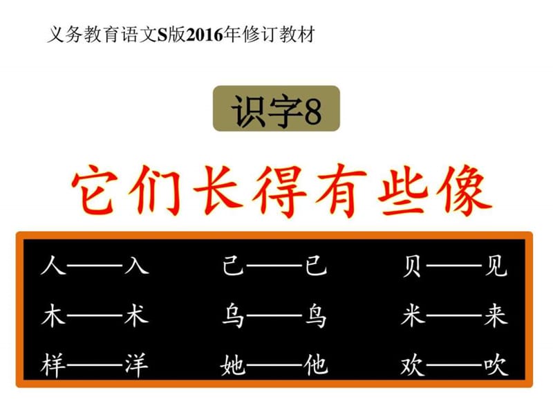 2016语文S版小学一年级下册识字8《它们长得有些像》教.ppt_第1页