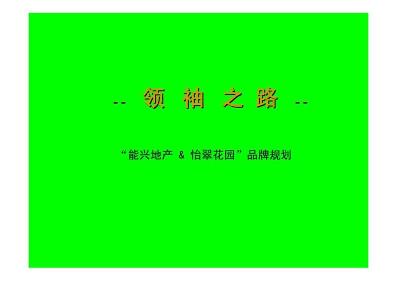 领袖之路——“能兴地产 怡翠花园”品牌规划.ppt_第1页