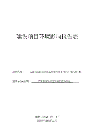 海滨街道沙井子村水环境治理工程建设项目环境影响报告表.doc