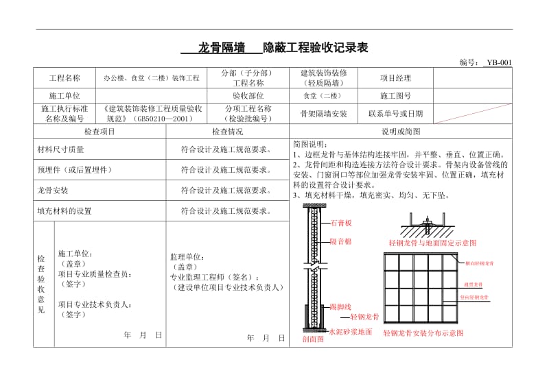 f轻钢龙骨隔墙隐蔽.doc_第1页