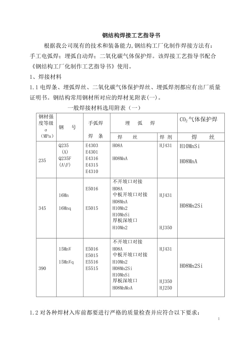 钢结构焊接工艺指导书.doc_第1页