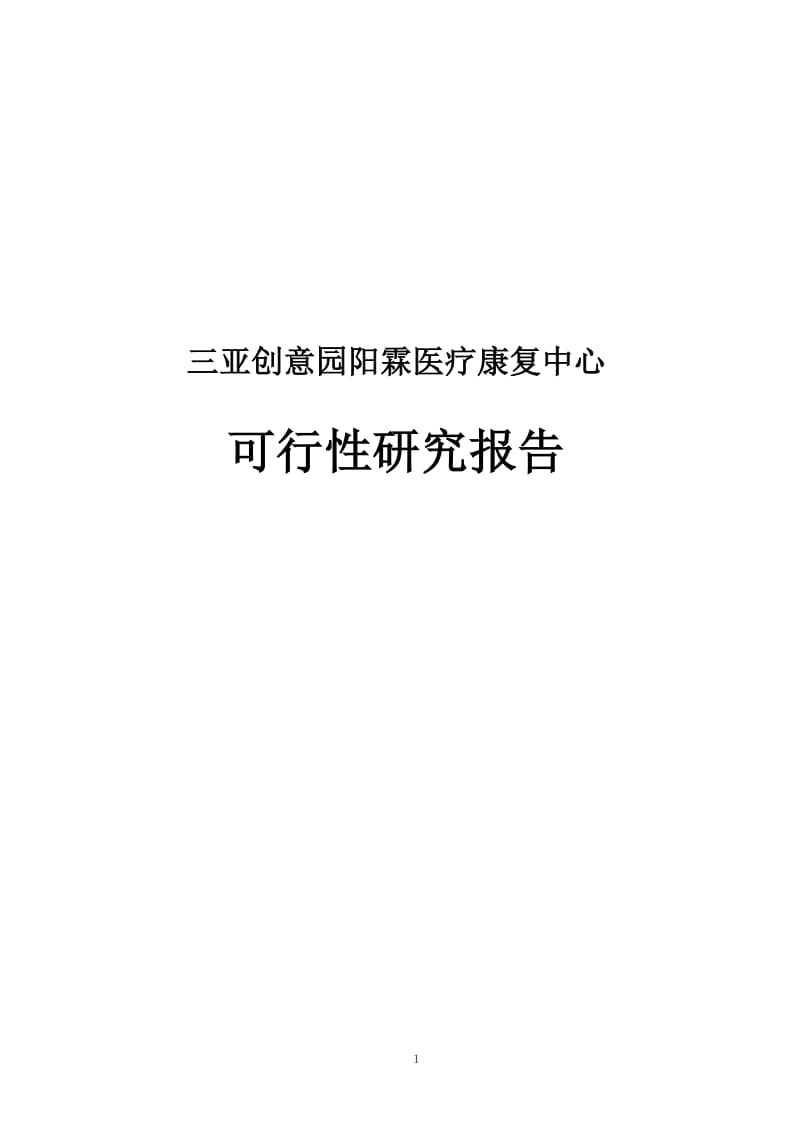 创意园阳霖医疗康复中心项目可行性研究报告.doc_第1页