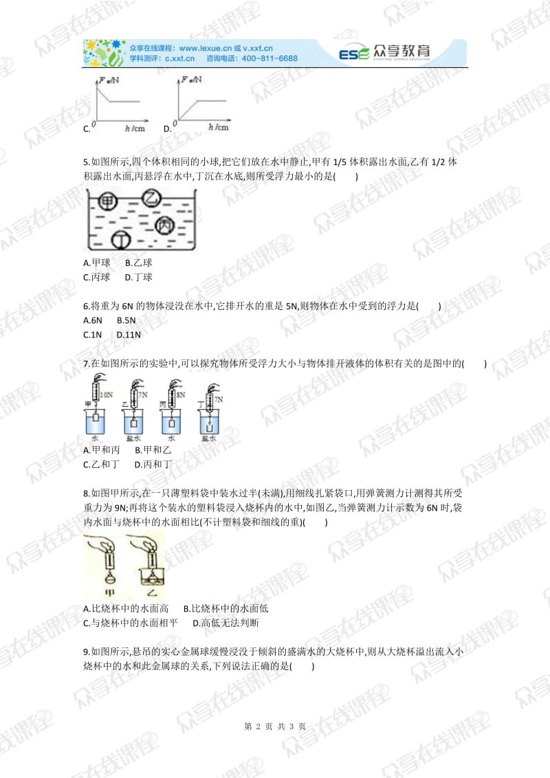 初中物理浮力综合测试卷.doc_第2页