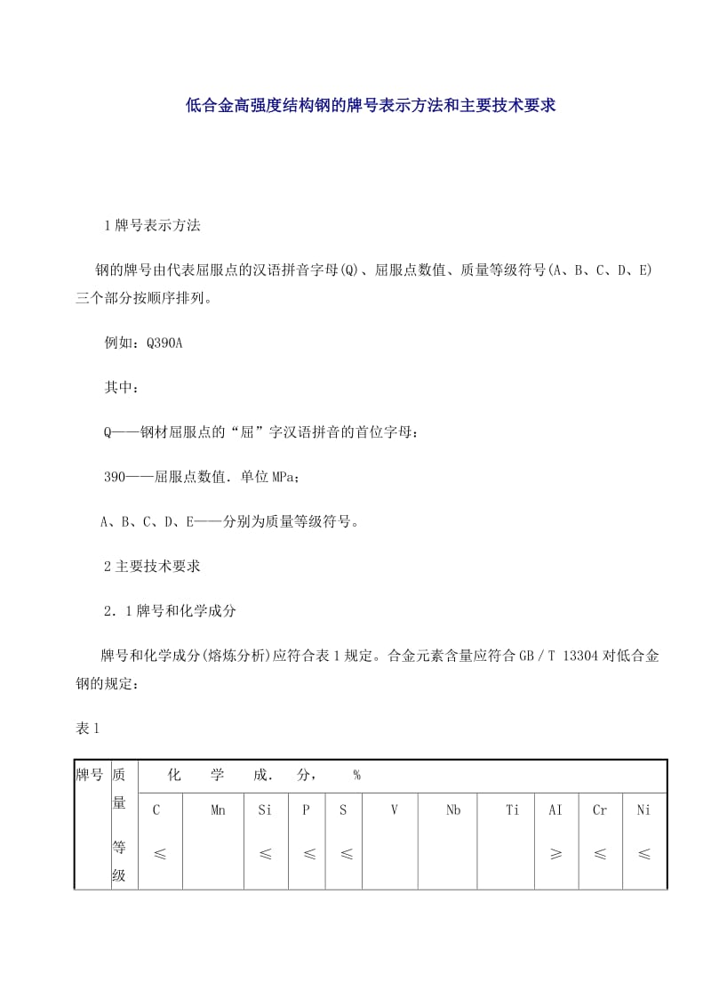 低合金高强度结构钢的牌号表示方法和主要技术要求.doc_第1页