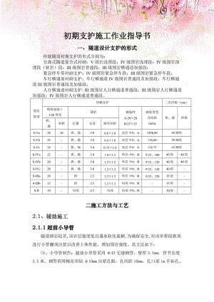 初期支护施工作业指导书.doc