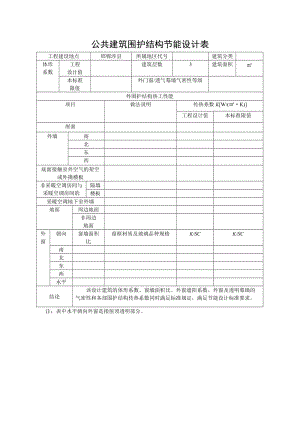 公共建筑围护结构节能设计表.doc