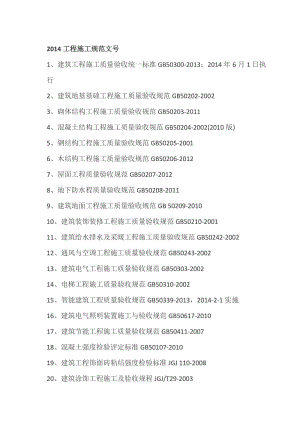 s2014建筑工程常用规范编号、表格、分部分项划分.doc