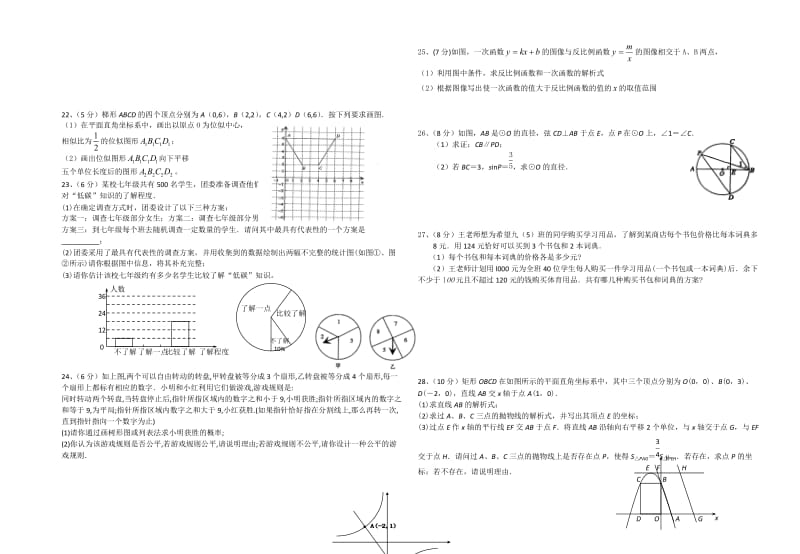 党寨中学中考数学模拟试卷.doc_第2页