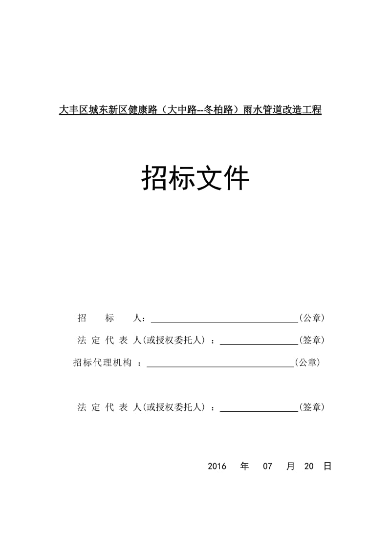 大丰区城东新区健康路（大中路--冬柏路）雨水管道改造工程.doc_第1页