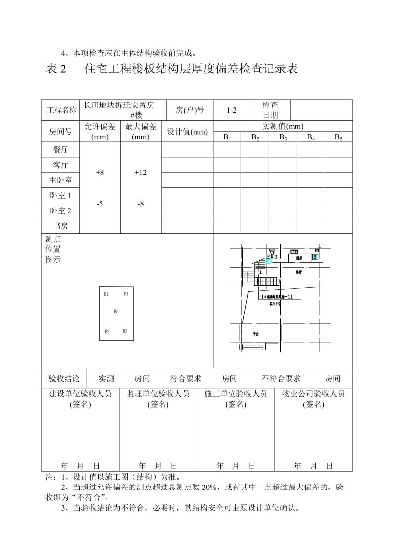 [摘录]表2 室庐工程楼板结构层厚度误差检查记录表.doc_第3页