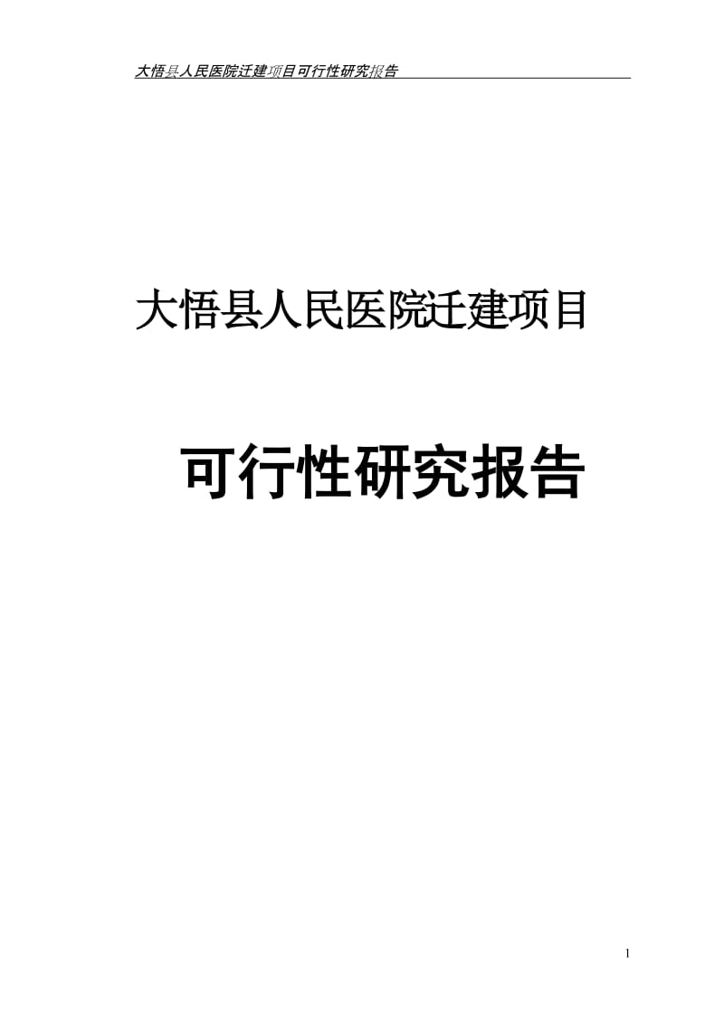 大悟县人民医院迁建项目可行研究报告.doc_第1页