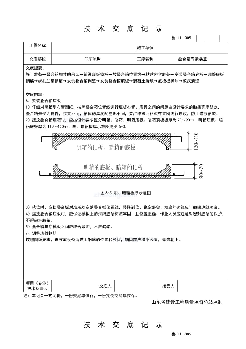 工艺工法QC山东车库顶板叠合箱网梁楼盖施工工艺技术交底.doc_第3页