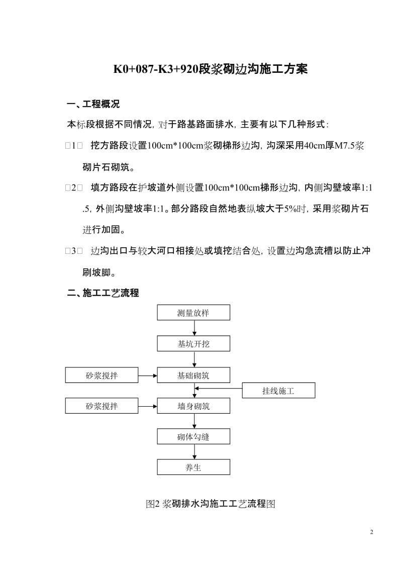 《浆砌排水沟施工组织设计》.doc_第2页