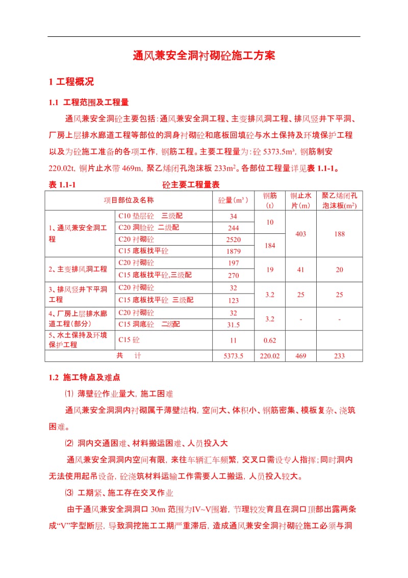 衬砌混凝土施工措施.doc_第1页