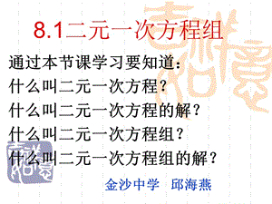 新人教版七年级数学下册第8章1节《二元一次方程组》PPT课件.ppt