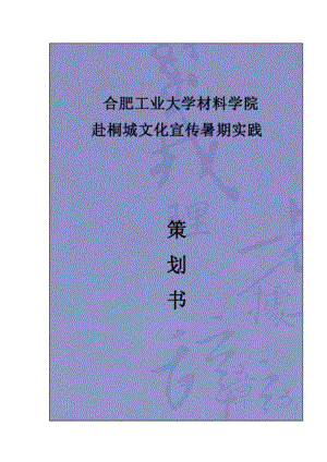 大学生赴桐城文化宣传暑期实践策划.doc