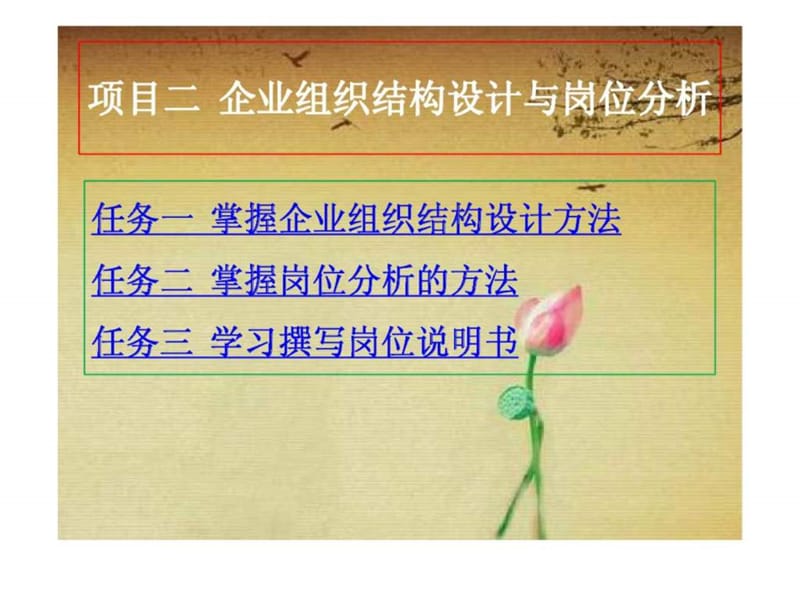 项目二企业组织结构设计与岗位分析.ppt_第1页