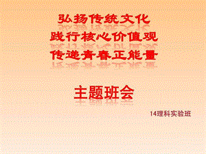 弘扬传统文化 践行核心价值观 传递青春正能量主题班会.ppt