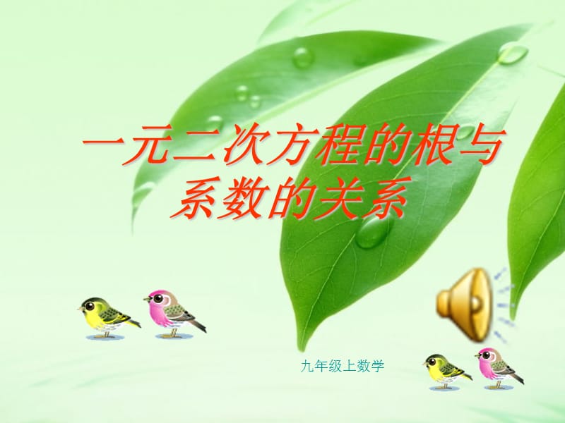 黎明中学王艳美九年级（上）数学《一元二次方程的根与系数的关系》课件.ppt_第1页