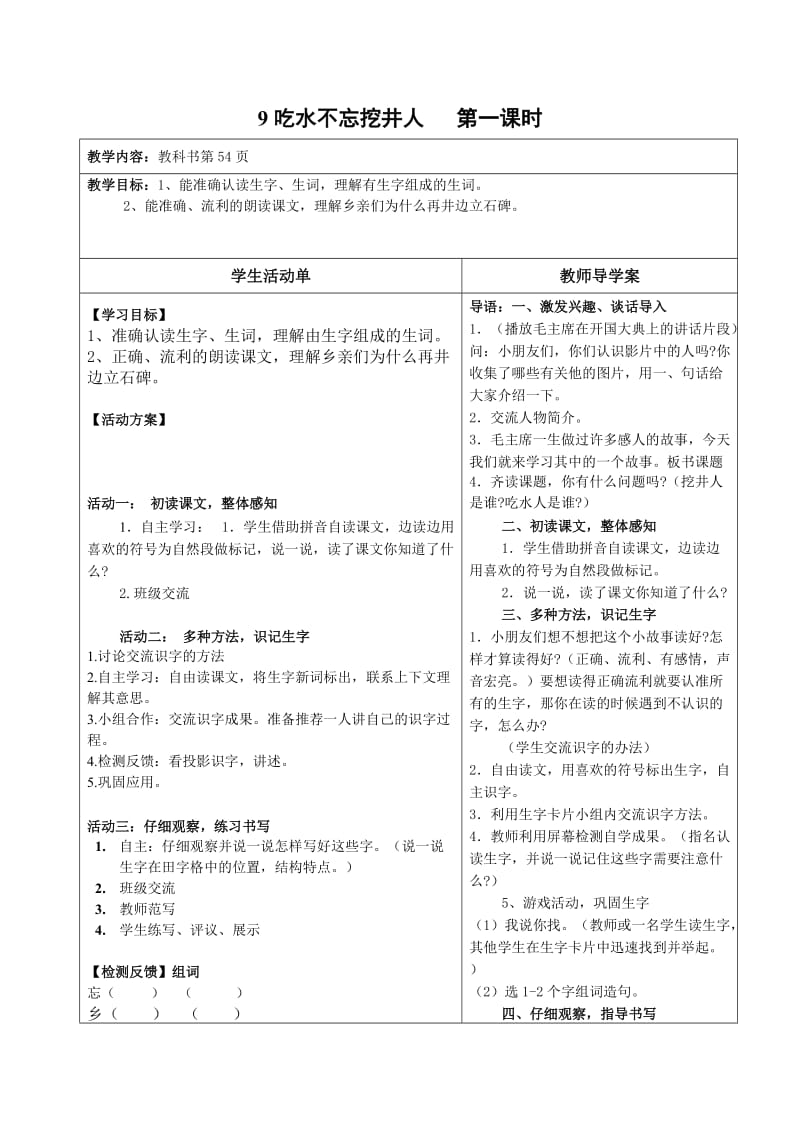 吃水不忘挖井人导学案.doc_第1页