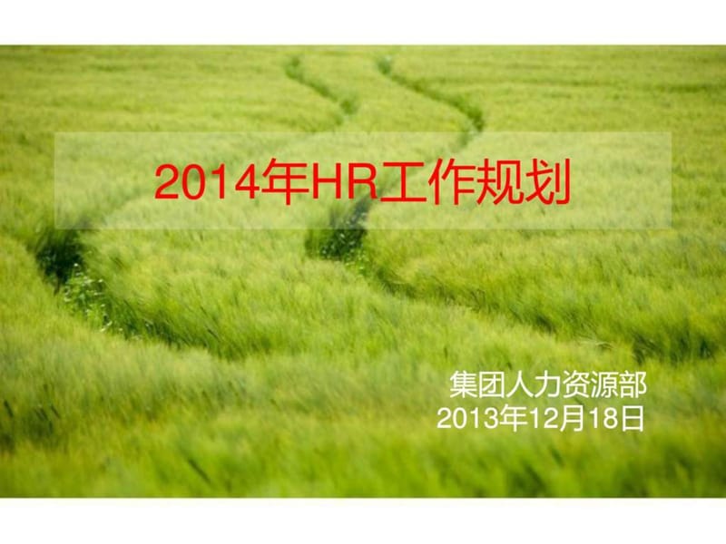 集团人力资源部2014年HR工作规划.ppt_第1页