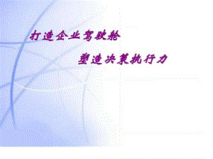 打造企业驾驶舱塑造决策执行力.ppt