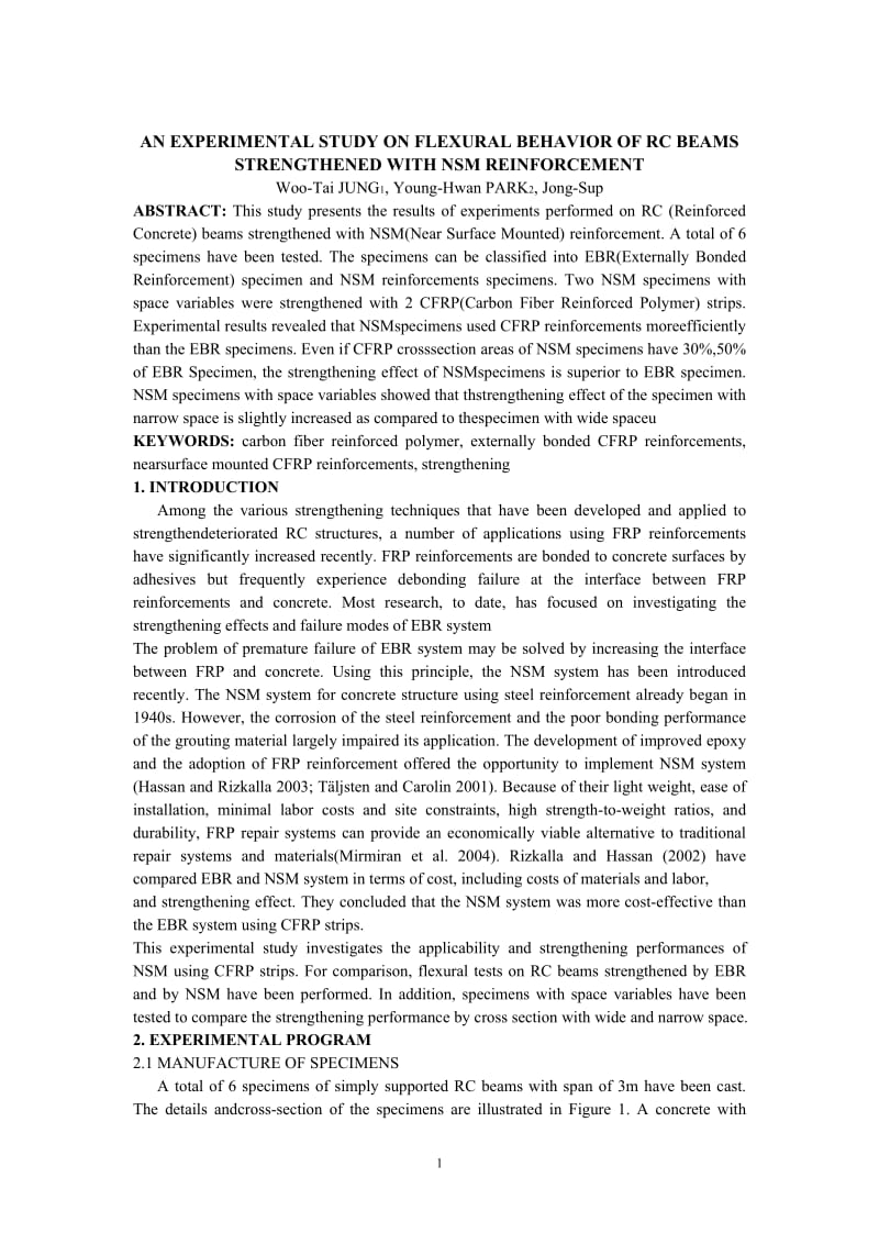 近表面埋置加固的钢筋混凝土梁抗弯性能实验研究 建筑土木毕业设计中英文翻译.doc_第1页