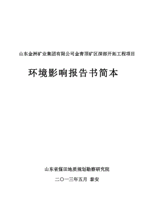 金青顶矿区深部开拓工程项目环境影响评价报告书.doc.doc