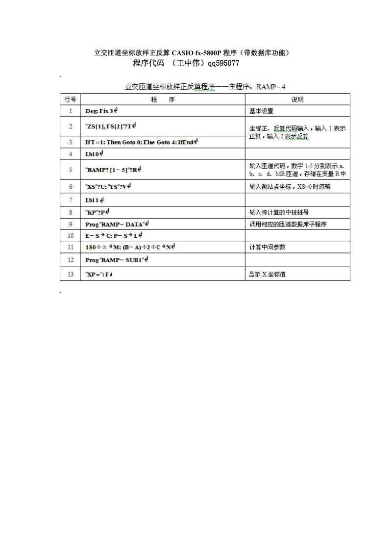 立交匝道坐标放样正反算CASIO_fx-5800P程序(带数据库功能).doc_第1页