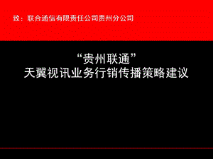 贵州联通天翼视讯业务行销传播策略建议课件.ppt