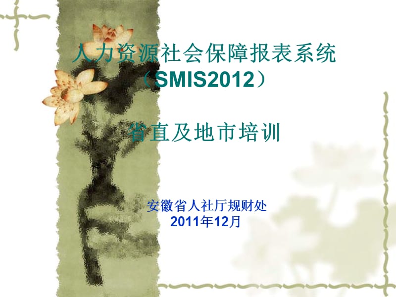 人力资源社会保障报表系统SMIS省直及地市培训.ppt_第1页