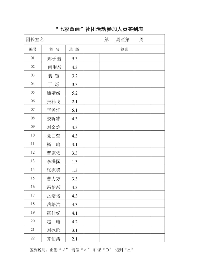 2014年美术社团活动签到表.doc_第1页