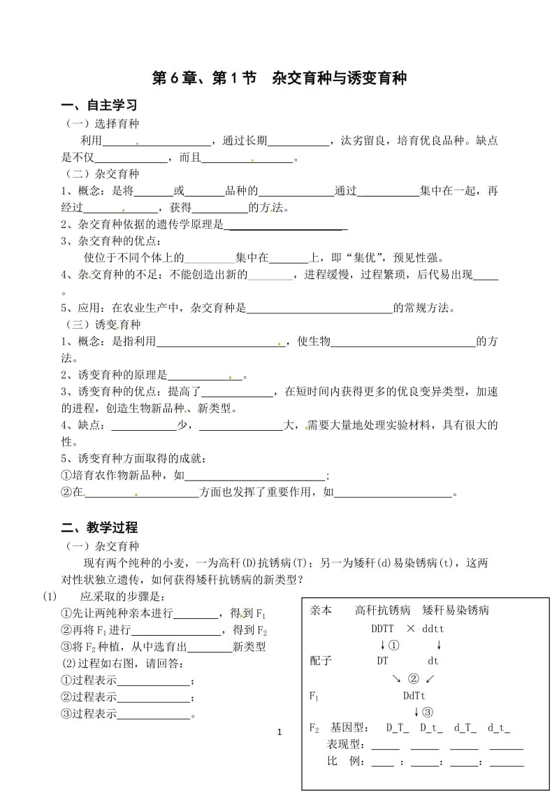 6.1《杂交育种与诱变育种》教学案缪运良.doc_第1页