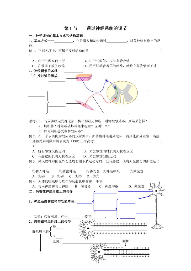 2.1《通过神经系统的调节》试题姜云祥.doc_第1页