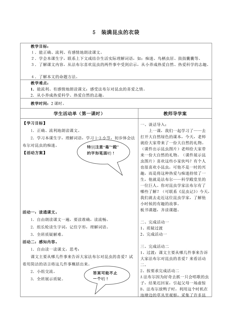 《装满昆虫的口袋》学教案.doc_第1页