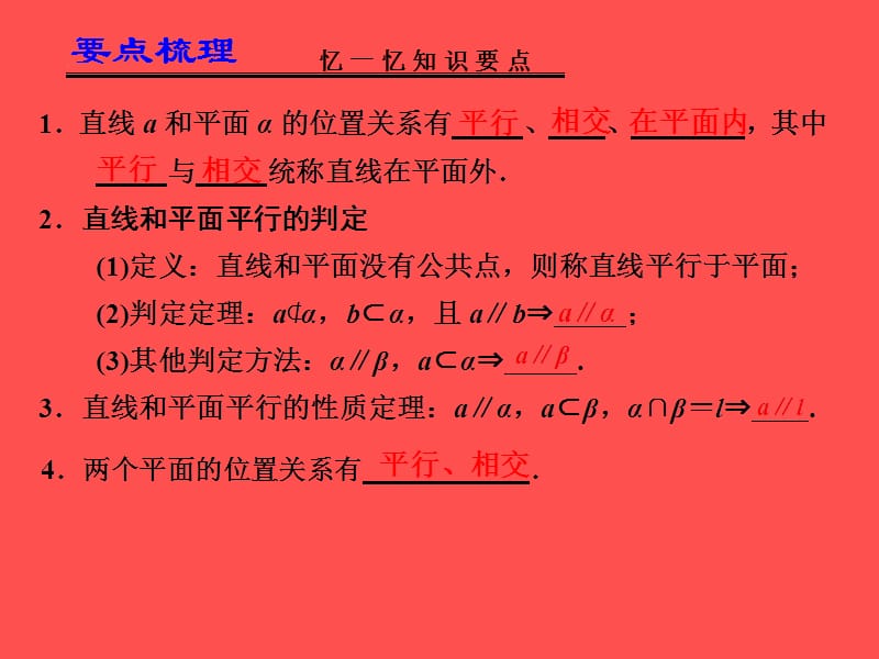 2013届高考数学一轮复习讲义：8.3直线、平面平行的判定及其性质.ppt_第2页