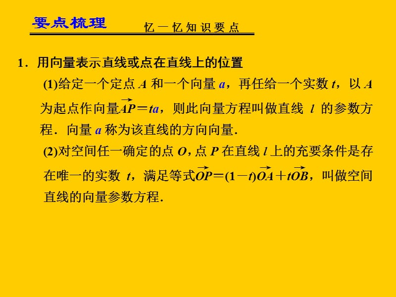 2013届高考数学一轮复习讲义：8.6立体几何中的向量方法(Ⅰ)证明平行与垂直.ppt_第2页