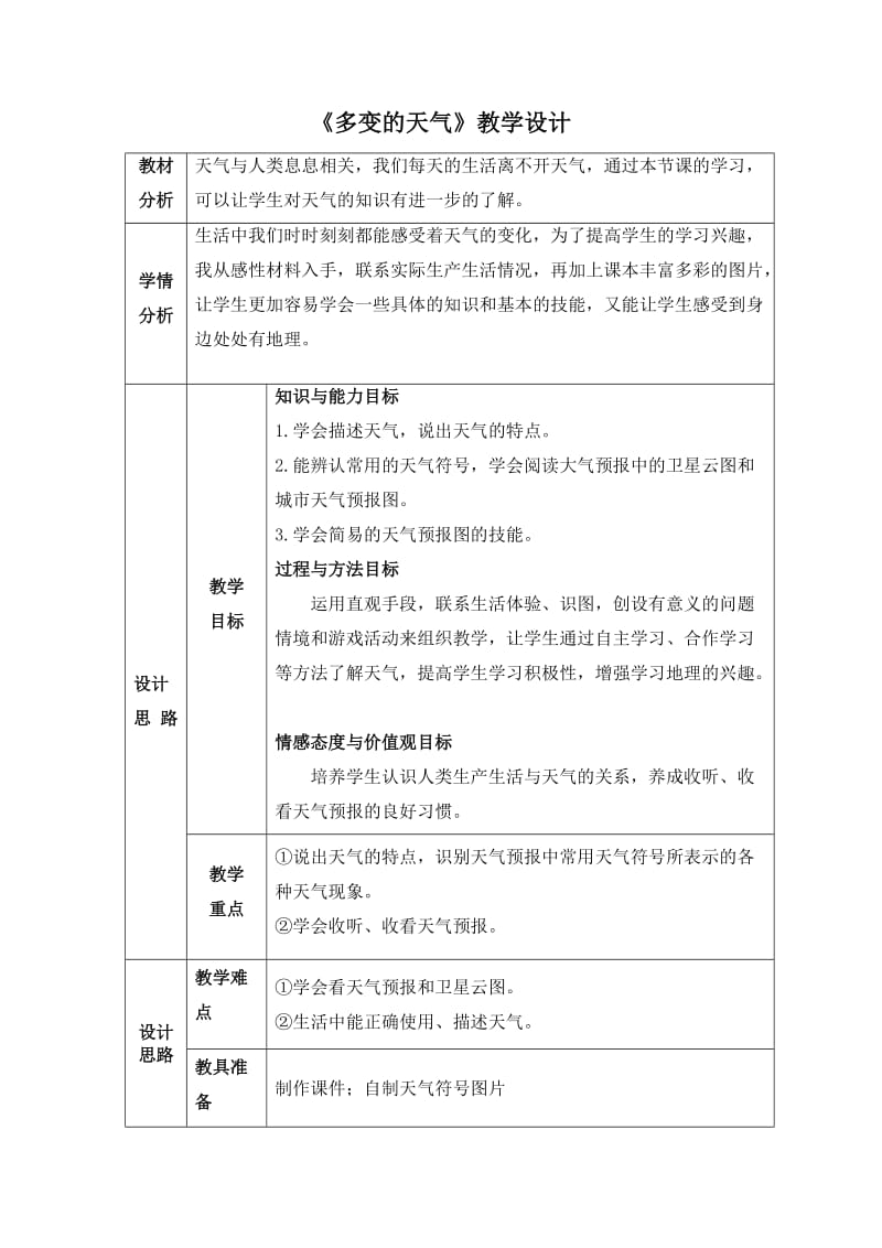 多变的天气教学设计.doc.doc_第2页