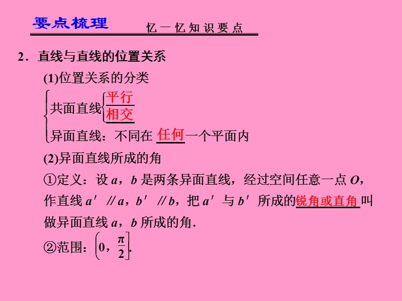 2013届高考数学一轮复习讲义：8.2平面的性质、空间两条直线的位置关系.ppt_第3页