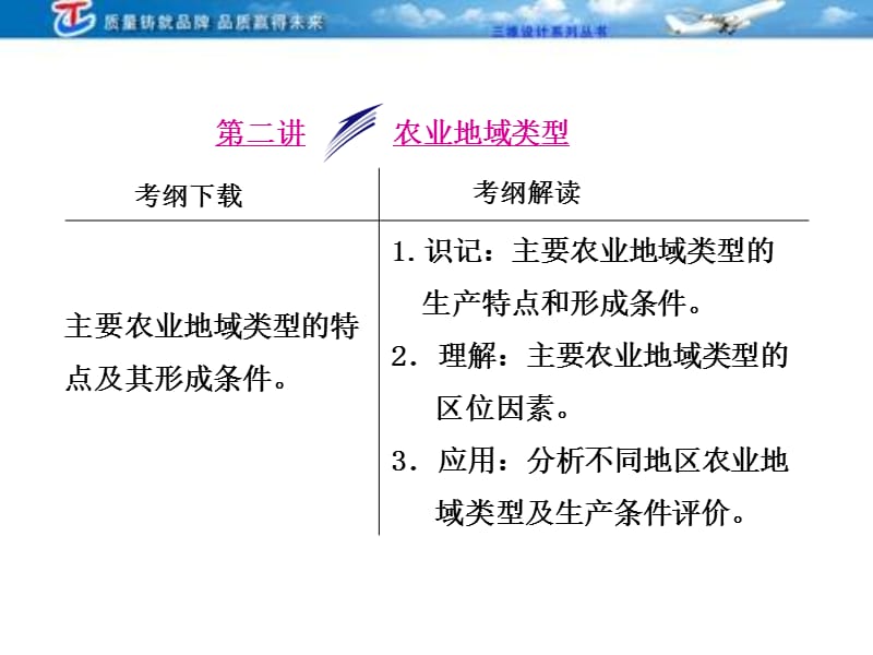 三维设计4高考地理人教一轮复习课件第八第二讲农业地域类型.ppt_第1页