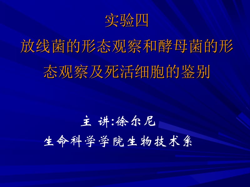 实验放线菌的形态观察和酵母菌的形态观察及死活细胞鉴别.ppt_第1页