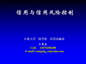 信用与信用风险控制吉林大学商学院应用金融系.ppt