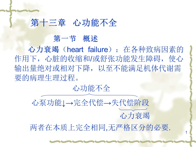 第一节概述心力衰竭heartfailure：在各种致病因素的作用下,.ppt_第1页