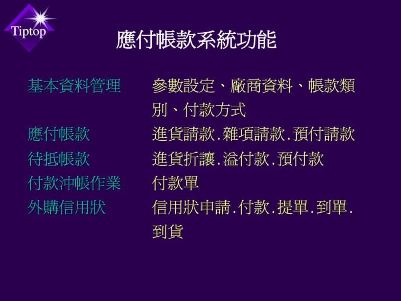 鼎新ERP( TIPTOP 60 )教育训练_应付帐款.ppt_第2页